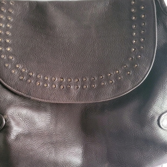 Colleen Cordero Handstudded Messenger Crossbody Brown Leather Shoulder Bag - Picture 5 of 14